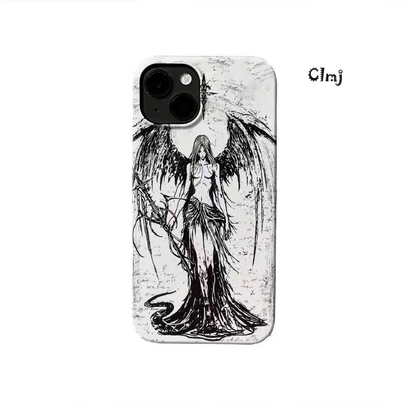 Clmj Punk Cool Angel Phone Case For iPhone 13 12 Mini 11 14 Pro Se