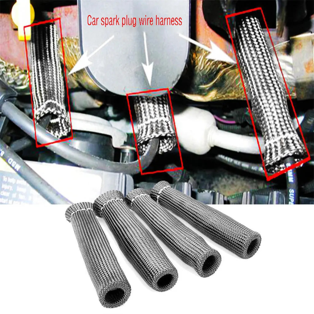 8Pcs/Set Spark Plug Wire Boots 1200˚F Heat Shield Protector Sleeve Car