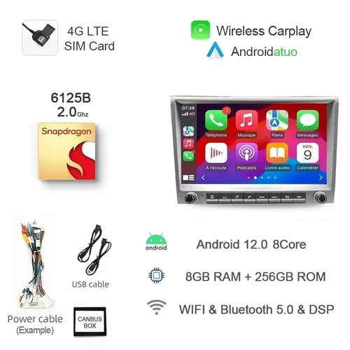 7862 720P Auto Android 13 12G+256G Car Radio GPS Player 4GB Carplay