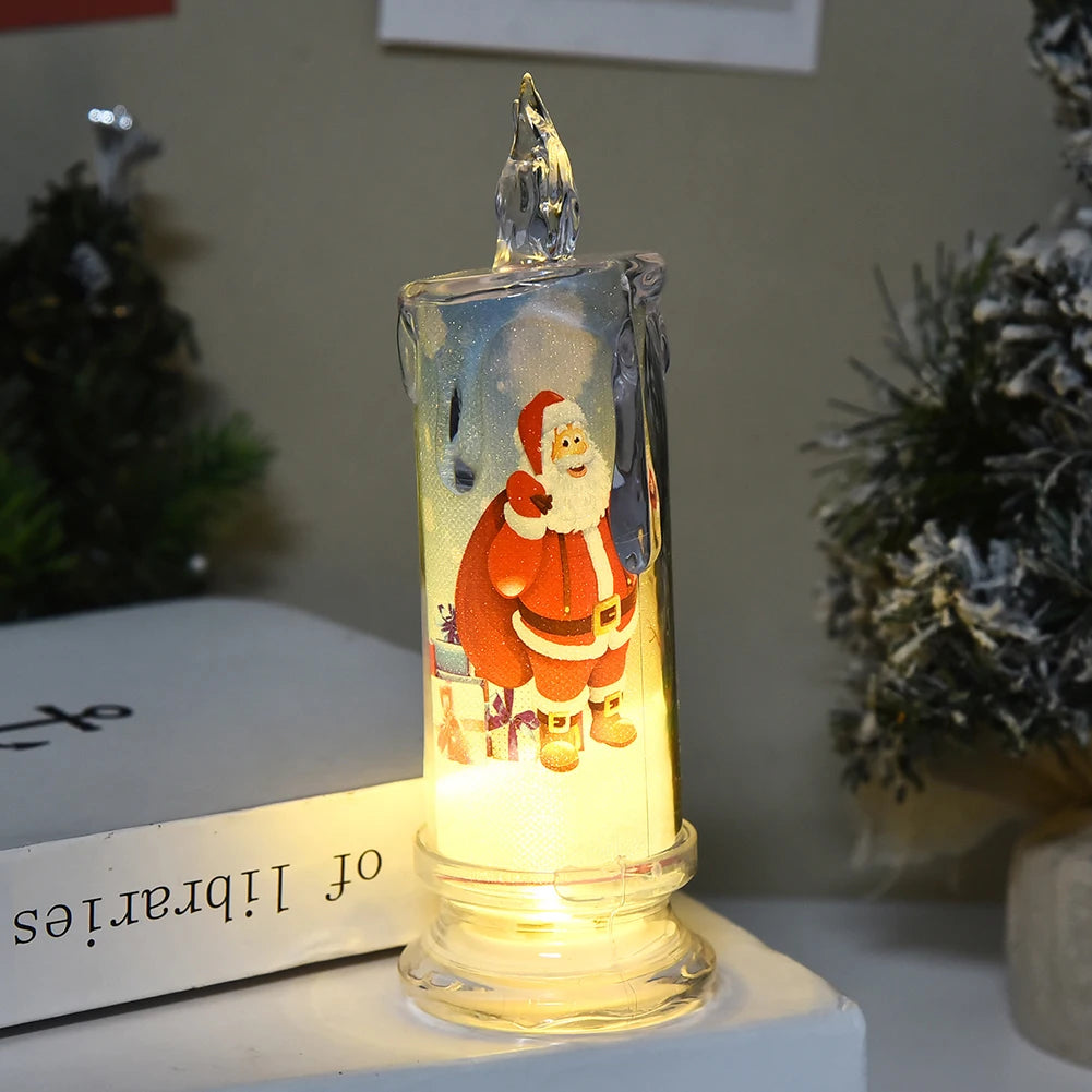 Electronic Candle Christmas Decoration Transparent Built-in Printed