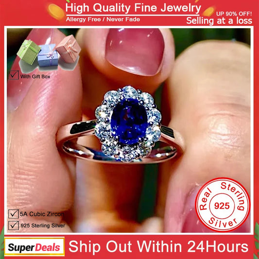 YHAMNI Original Certified 925 Sterling Silver Rings For Women Trendy