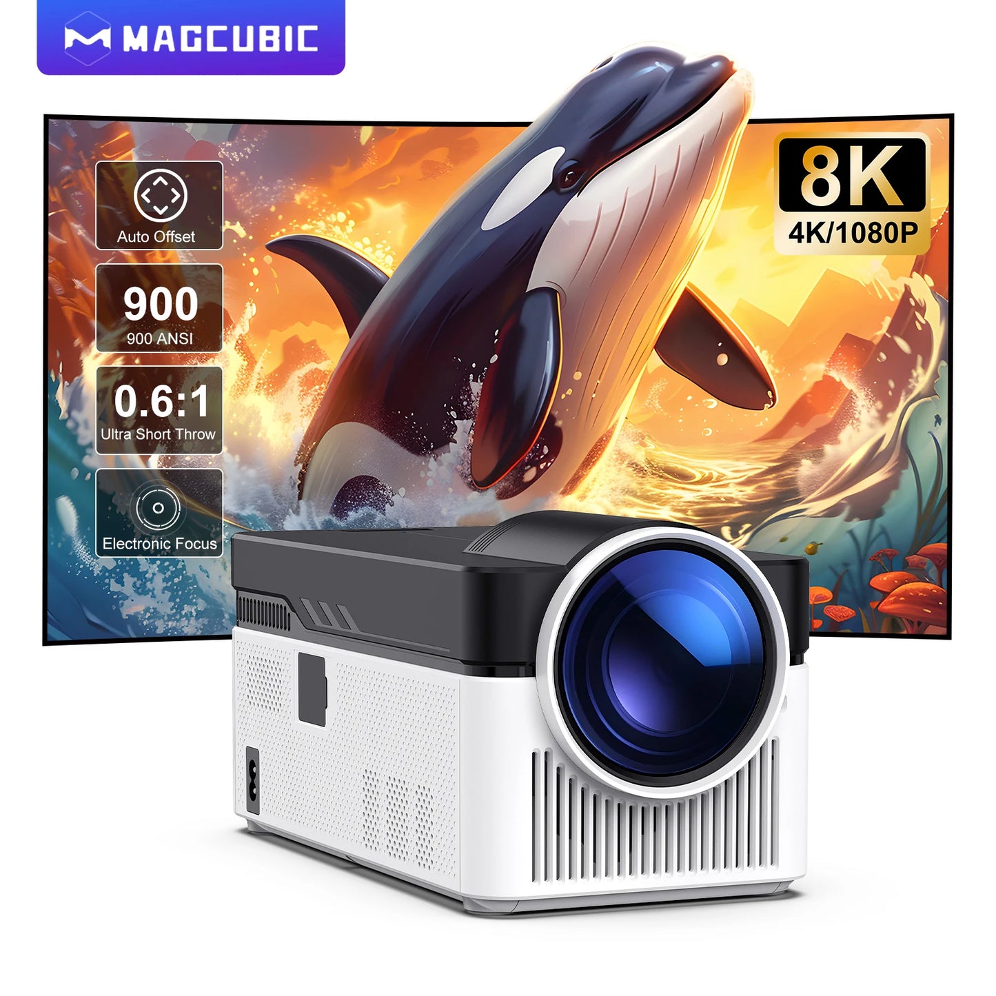 Magcubic  HY450 Projector With Ultra Short Throw Auto Offset 1080P 8K