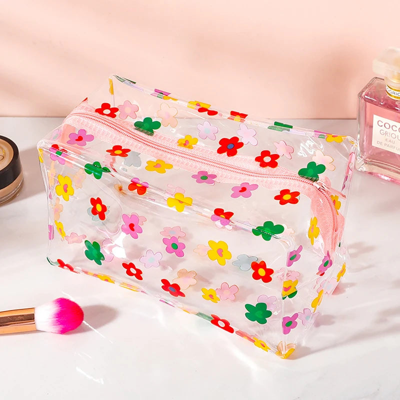 Cute Flower Transparent Pencil Case PVC Pencil Bag Large Capacity