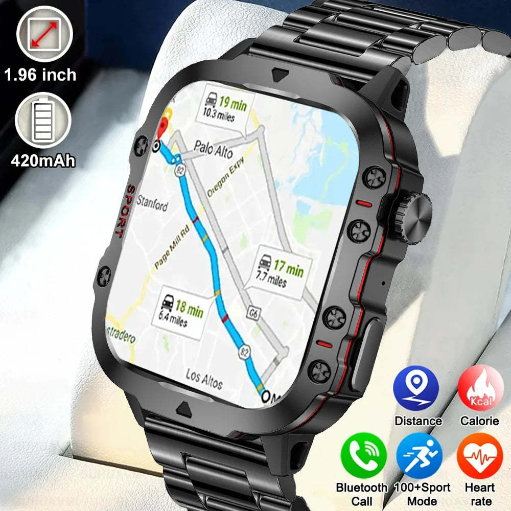 For Huawei Xiaomi 1.96 Inch Screen Smart Watch Mens Bluetooth Call 420