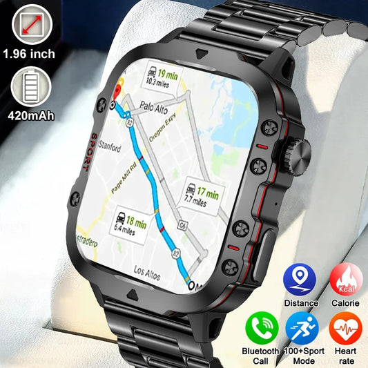 For Huawei Xiaomi 1.96 Inch Screen Smart Watch Mens Bluetooth Call 420