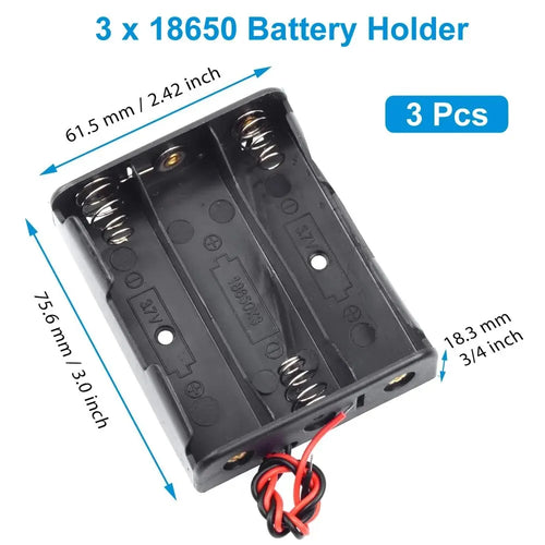 3pcs 18650 Battery Holder Box 1 Slot 3.7V Battery Storage Case 1/2/3/4