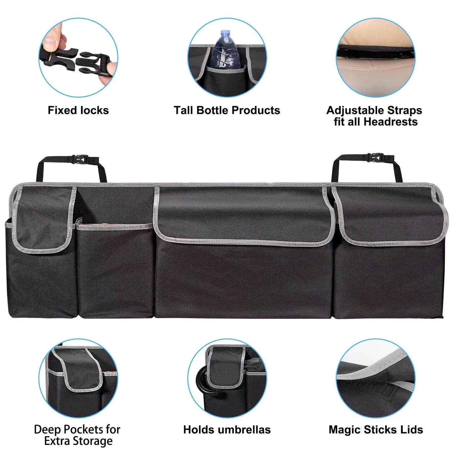 Car Trunk Organizer Backseat Storage Bag High Capacity Multi-use