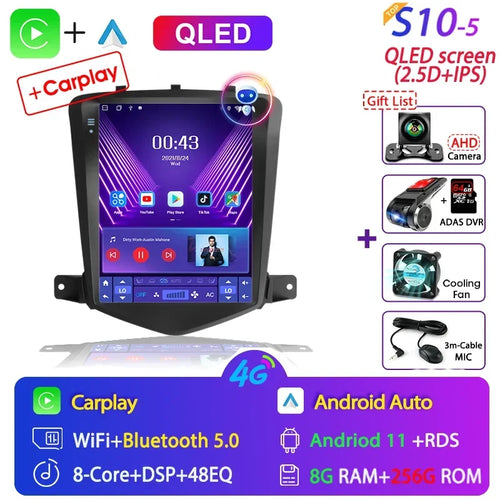 For Chevrolet Cruze 2008-2014 Carplay Android 12 Car Radio Multimedia