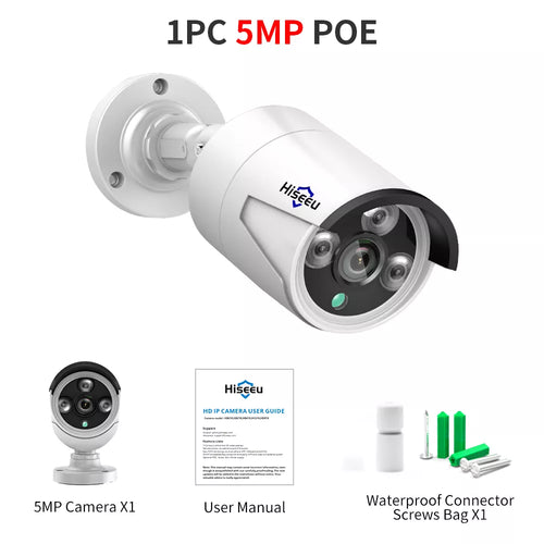 Hiseeu 4MP 5MP POE IP CCTV Camera ONVIF Audio H.265  Video Waterproof
