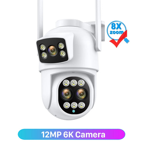 12MP 6K WiFi IP Camera 8X Zoom Dual Screens 8MP PTZ Wifi Surveillance