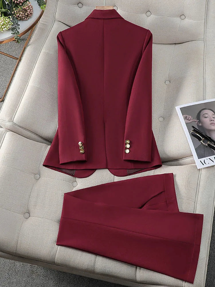 High Quality Blue Red Black White Ladies Pant Suit Women Female
