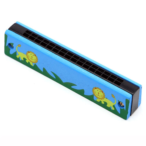 16-Hole Wooden Harmonica Cartoon Animals Painted Toy Musical