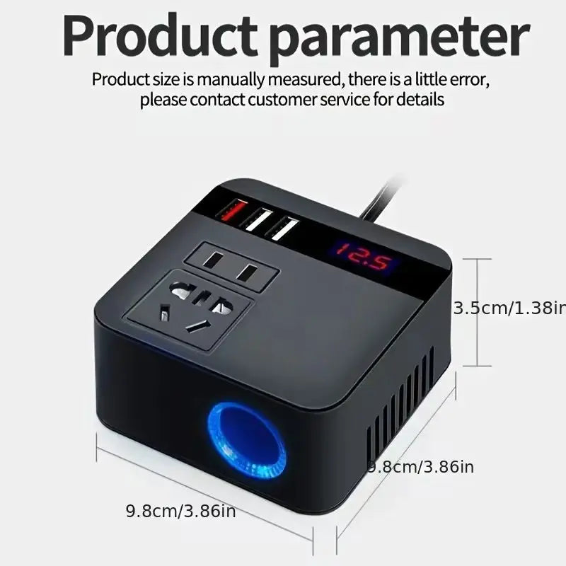 Car Inverter DC12V/24V to DC110V/220V 150W Peak LED Display Sockets
