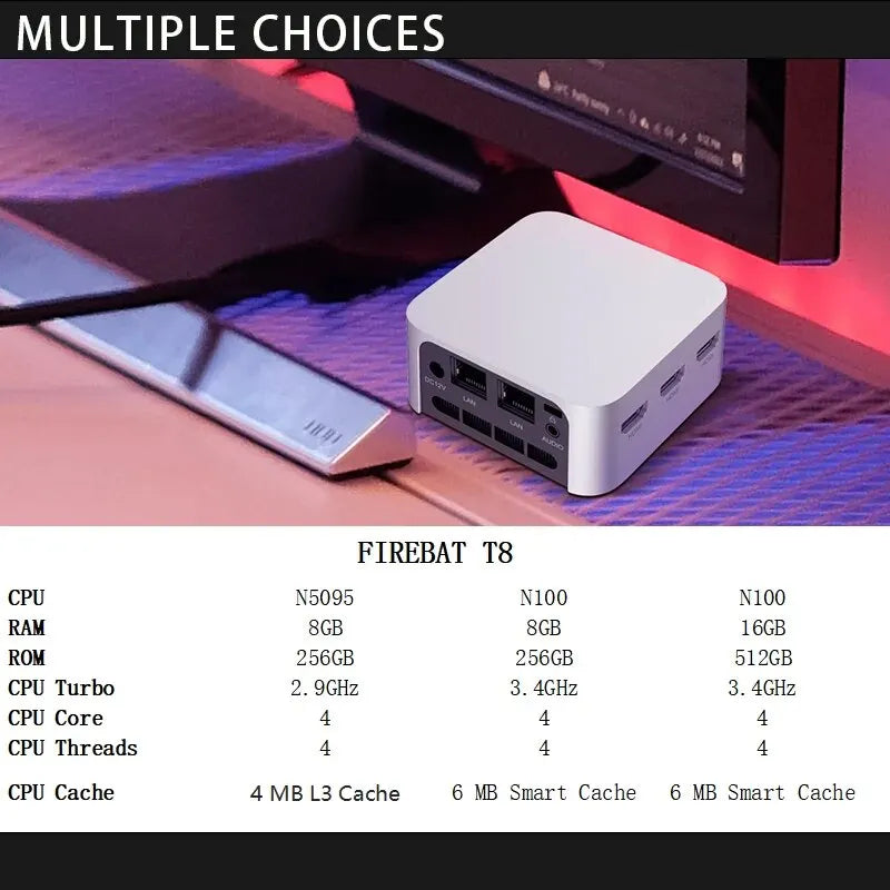 FIREBAT T8 Pro Plus Mini PC Intel Celeron N5095 N100 Desktop Gaming