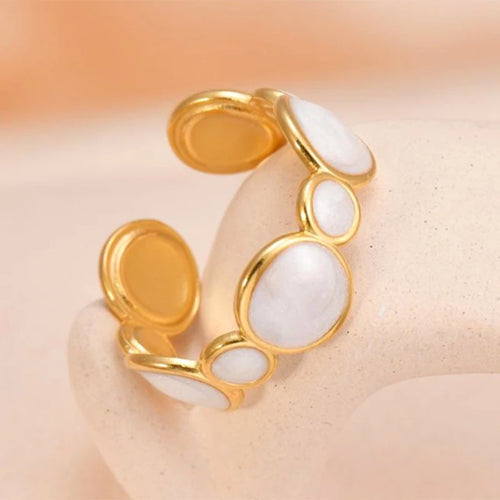 Letdiffery Retro Gold Color Double Oil Drip Open Rings Stainless Steel