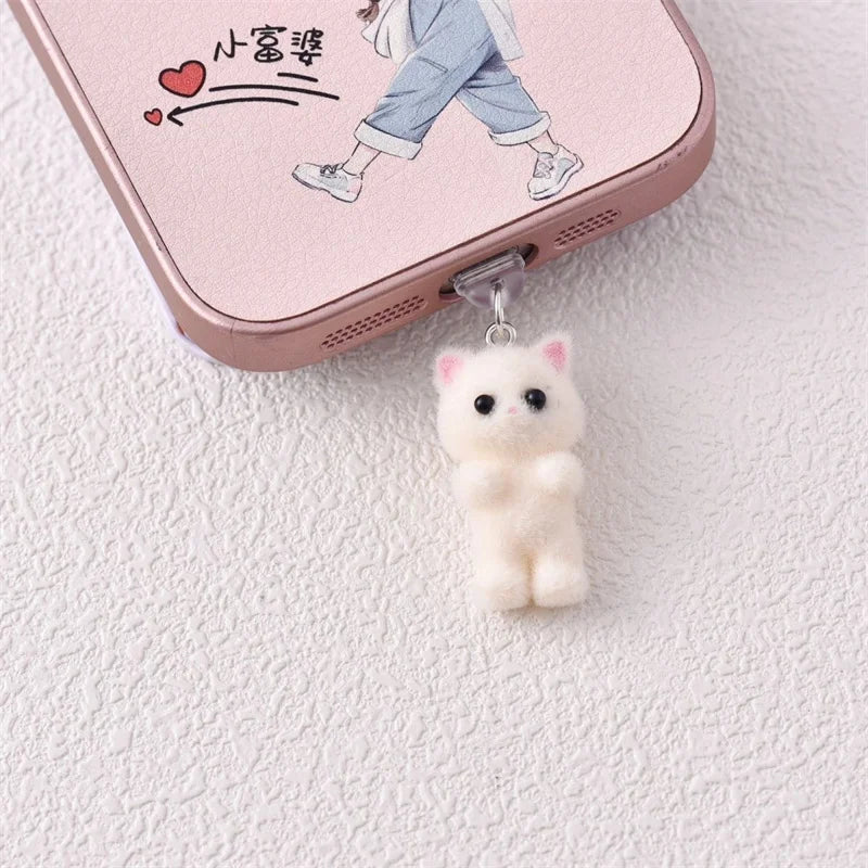 MINISO Resin Plush Cat Phone Dustproof Plug For iPhone Samsung Xiaomi