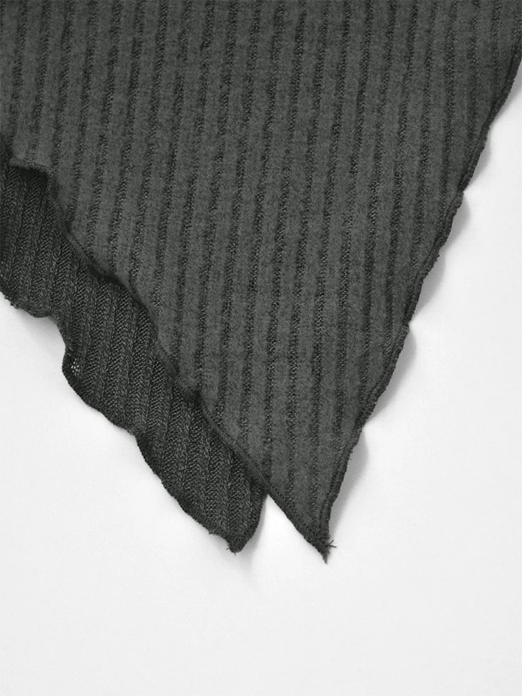 Sexy Asymmetrical Tees Women T-shirt Solid New Autumn Streetwear Long