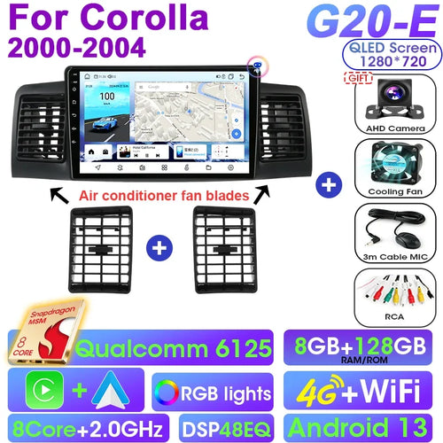 Android 12 Car Radio Qualcomm SM6125 For Toyota Corolla E120 2000 -