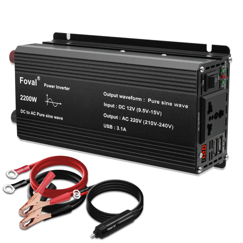 Pure Sine Wave 1000W 1500W 2200W 2600W DC 12V To AC 220V Car Power