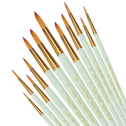 12pcs Paint Brushes Set Professional Paint Brush Round Pointed Tip