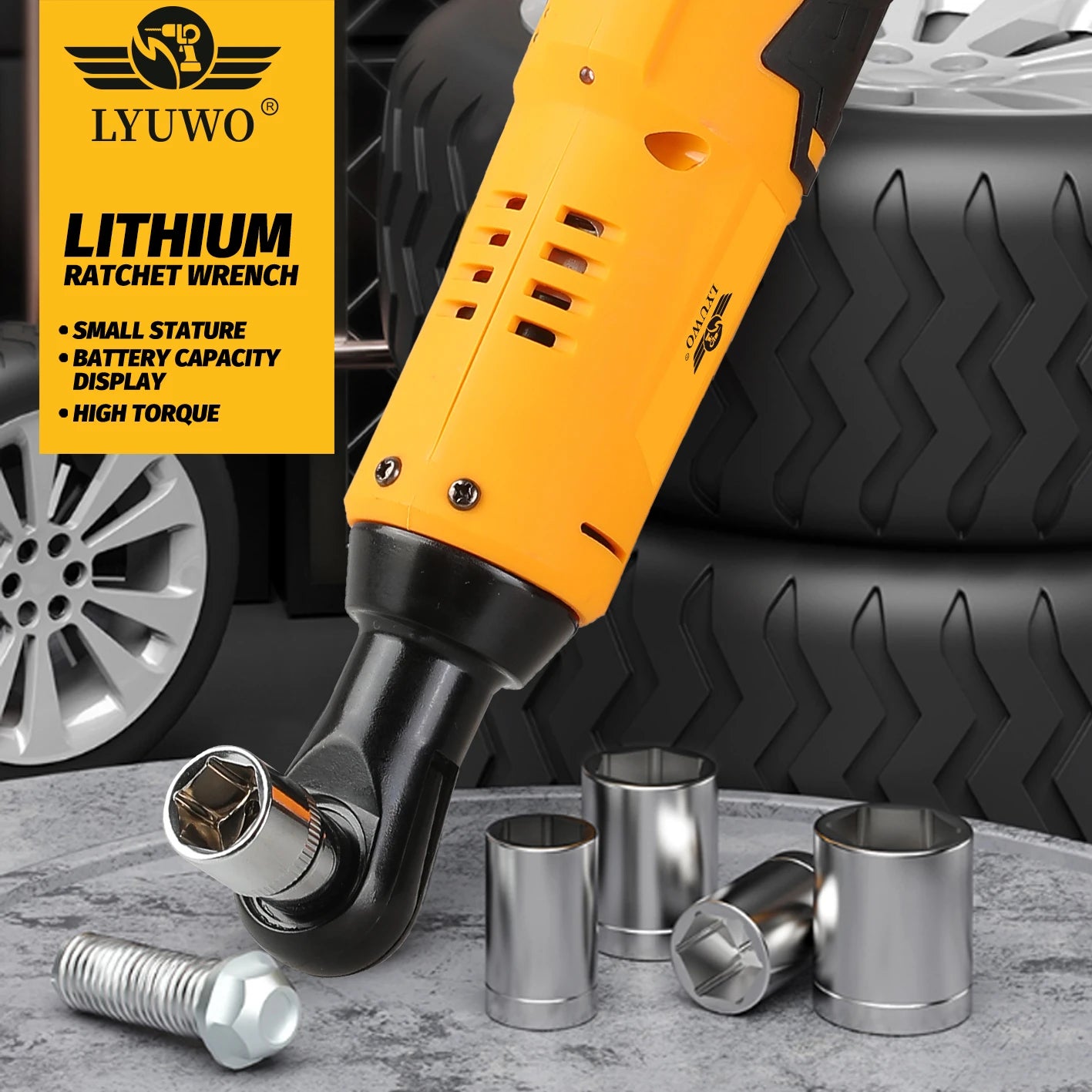 LYUWO 12V 3/8 Rechargeable Electric , Ratchet Set, Angle Drill,