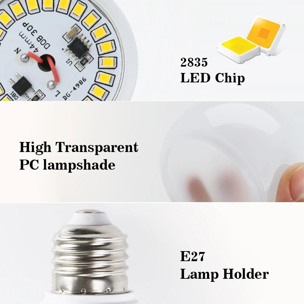 4pcs/lot E27 LED Bulb Lamps AC 220V SMD2835 3W 6W 9W 12W 15W 18W