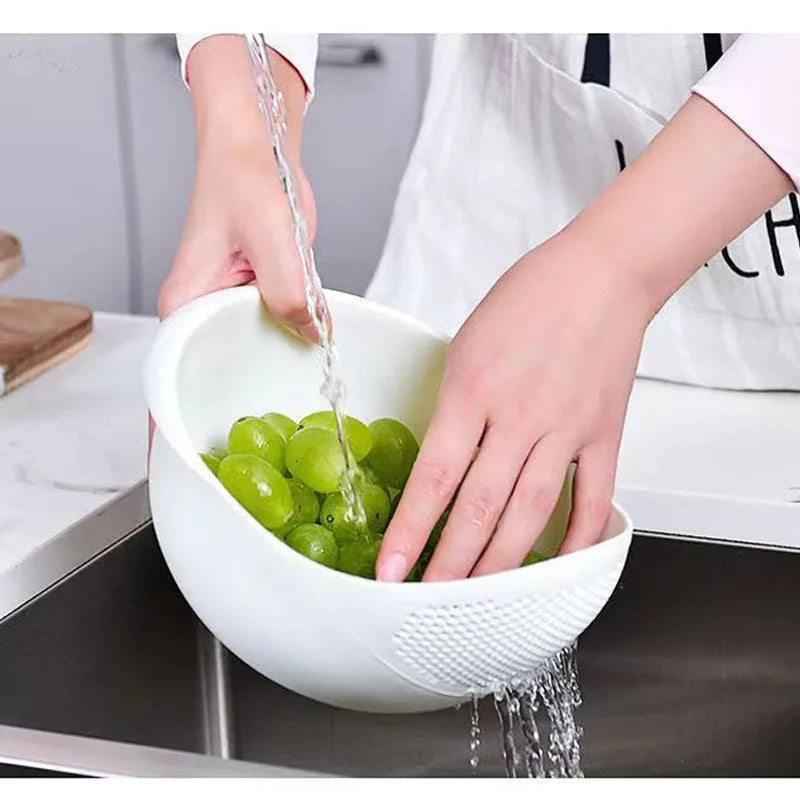 1PC-Plastic Colander Rice Bowl Drain Basket Fruit Bowl Washing Drain
