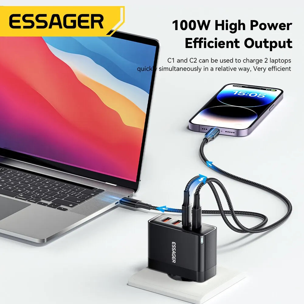 Essager 100W GaN USB Type C Caricabatterie PD QC Quick Charge 4.0 3.0