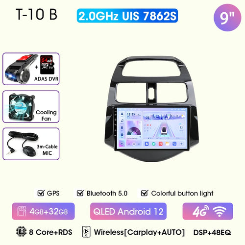 JMCQ 9" Car Stereo Radio For Chevrolet Spark Beat Matiz Creative 2010