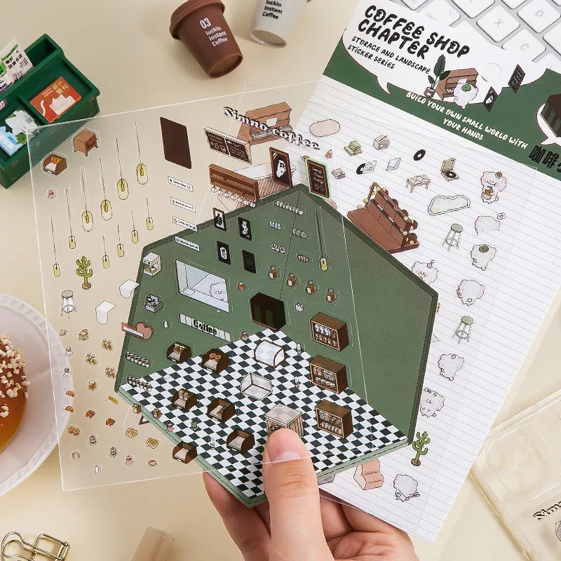 Cartoon 3D Landscaping Stickers Miniature Scene Kawaii Stickers DIY