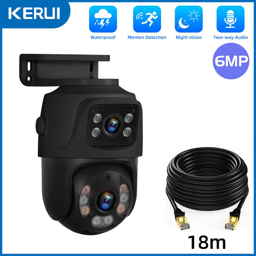 KERUI Outdoor Dual Lens PTZ 6MP POE IP Camera Home Security Camera