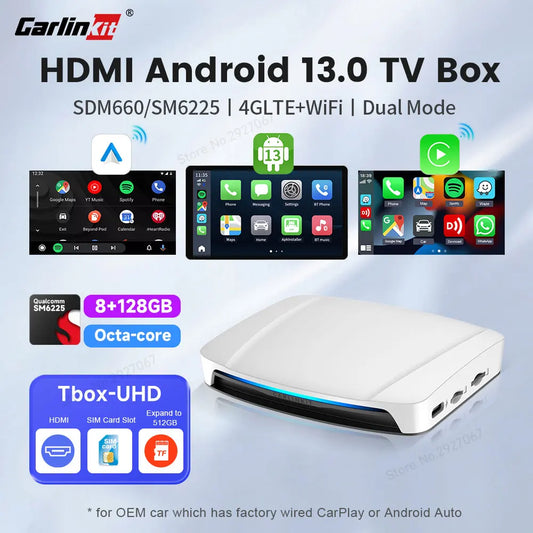 2024 CarlinKit CarPlay Ai TV Box Android 13 SDM660 6225 HDMI Streaming