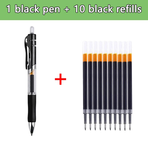Gel pens Set Black Blue Red Refill Gel Pen Bullet Tip 0.5mm School &