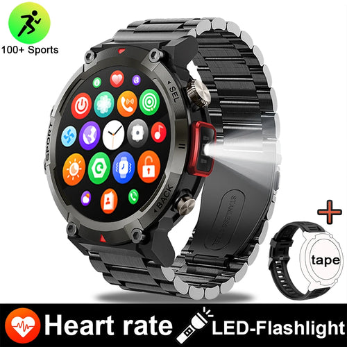 2024 New Smart Watch Men Military Sports Fitness Tracker Blood