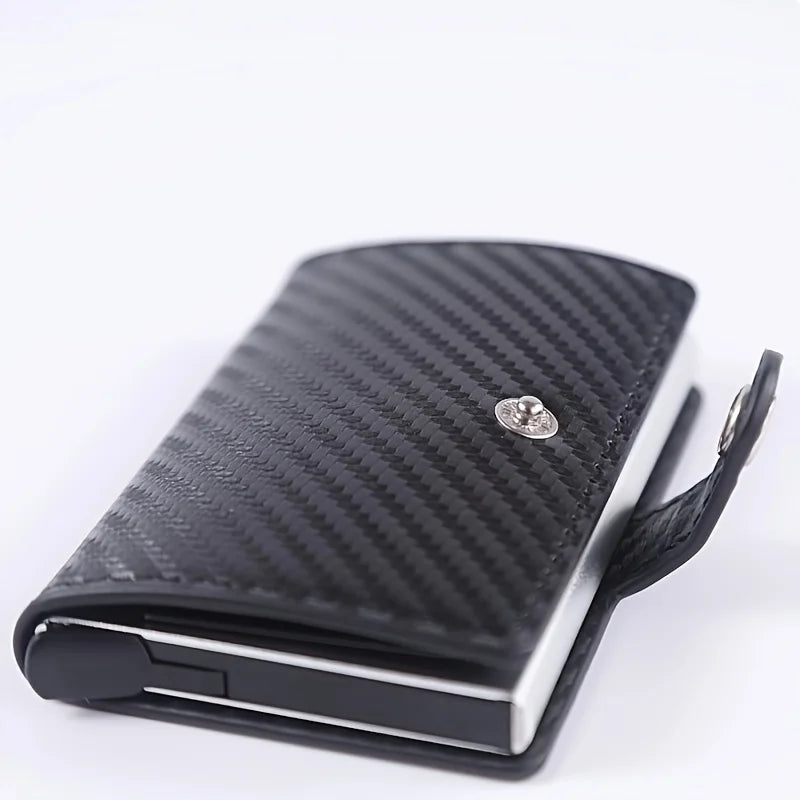 PU Leather Fiber Card Holder Wallet, RFID, Anti-Theft Brush, Pop-up,