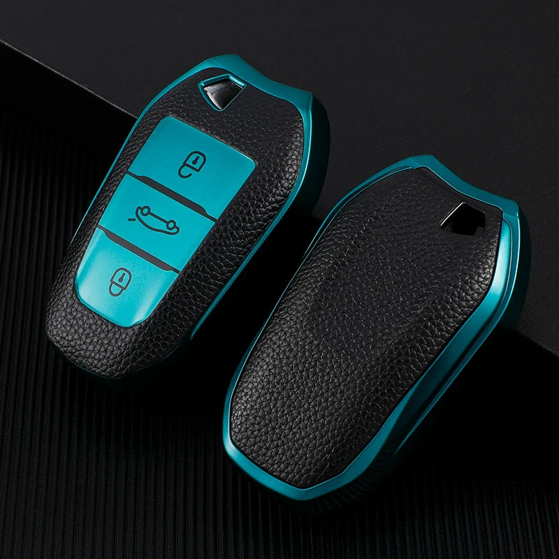 TPU Leather Car Remote Key Case Cover for Peugeot 2008 3008 4008 5008