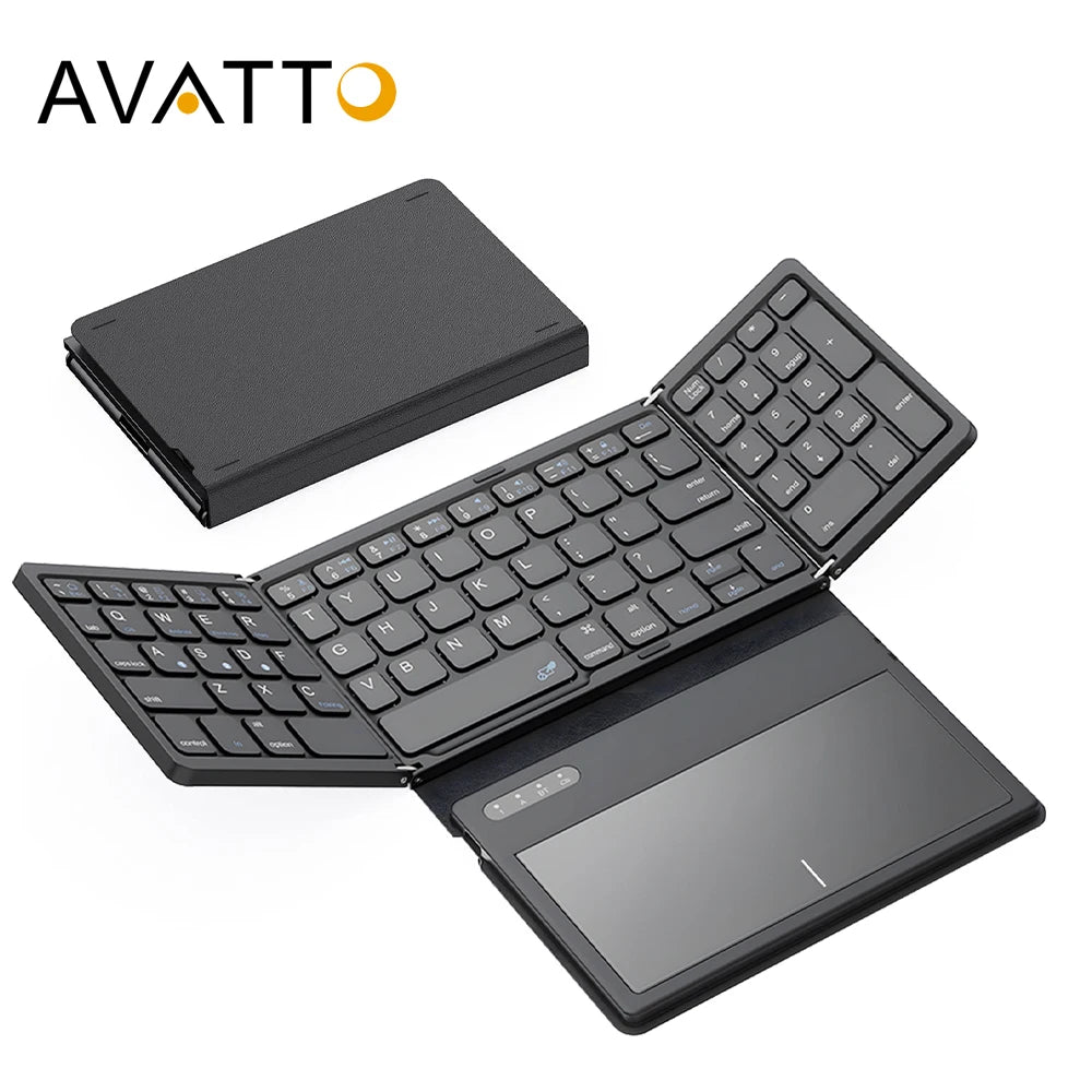 AVATTO Portable Quadruple Folding Wireless Bluetooth keyboard with