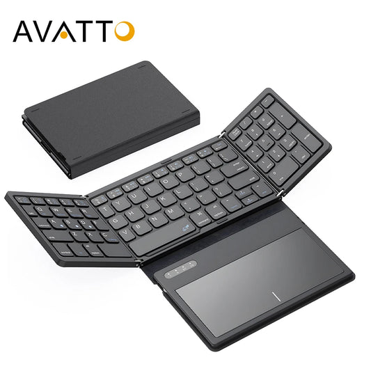 AVATTO Portable Quadruple Folding Wireless Bluetooth keyboard with