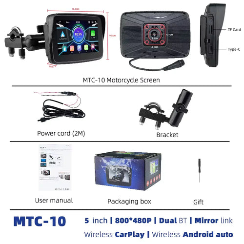 EKIY 5 inch Wireless CarPlay Moto Android Auto Portable Digital