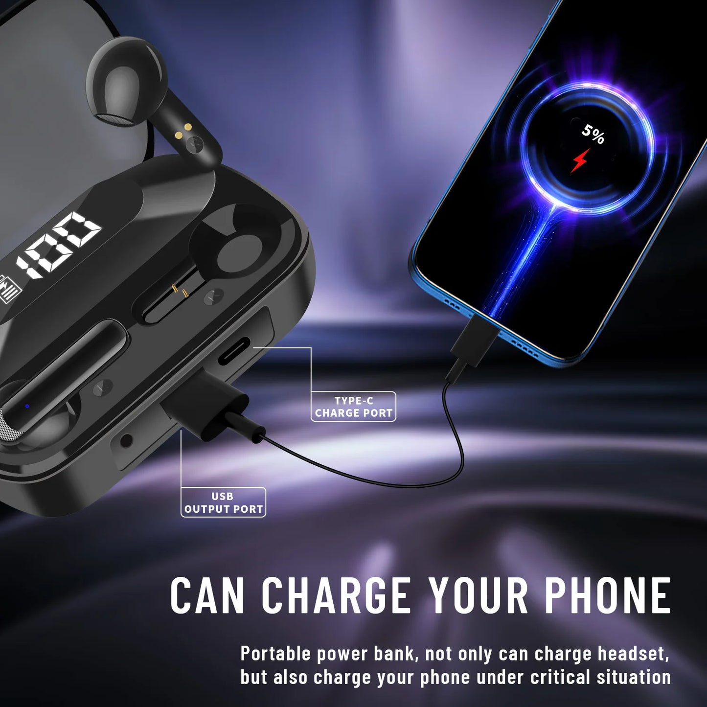 Wireless Translation Headset Real-time Display Portable For Travel