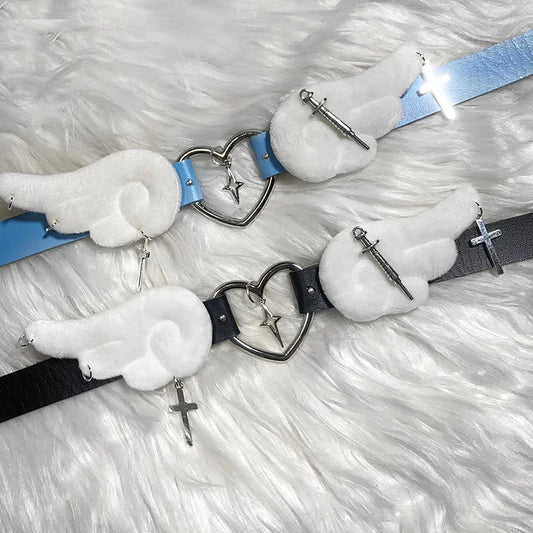 Grunge Jewelry Pink Wings Cross Choker Cosplay Sexy Accessory Harajuku