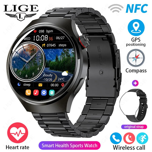 LIGE New Smart Watch Men 1.52 inch Full touch Screen  Bluetooth Call