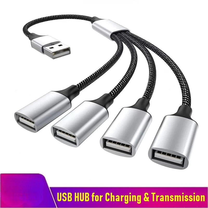 Multi USB Hub Extensions 4 Port Type C Hub USB Splitter Fast Data