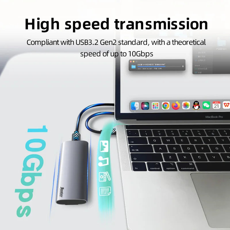 CoolFish M2 SSD Case NVMe Protocol 10Gbps M.2 to USB Type C 3.2 Gen 2