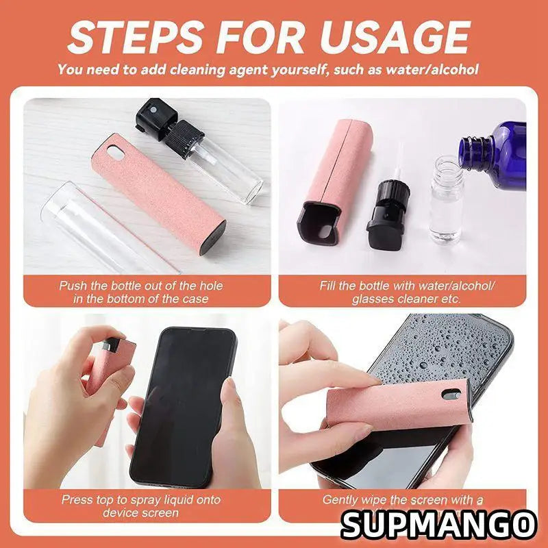 Q2 Microfiber Screen Cleaner Spray Bottle Set Mobile Phone Ipad