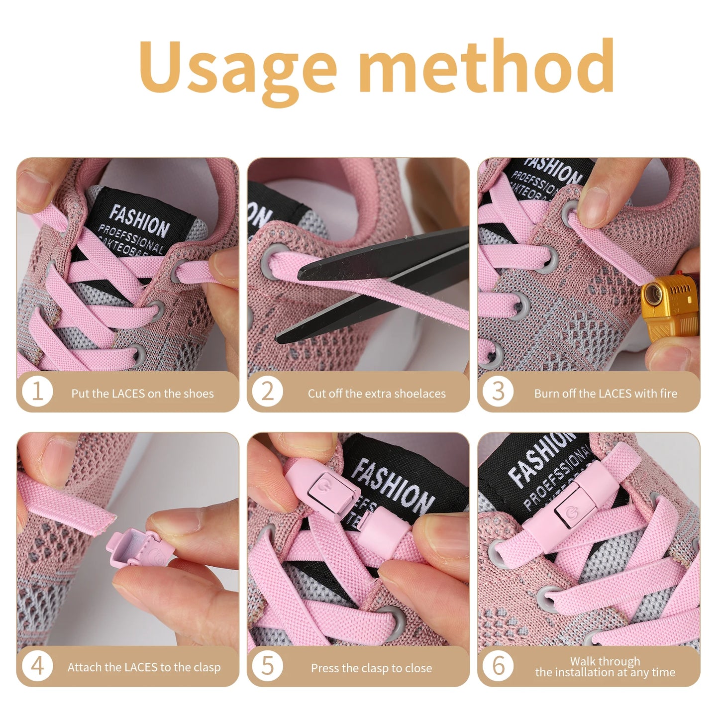 8MM 2023 No Tie Shoe Laces Press Lock Shoelaces Without Ties Elastic