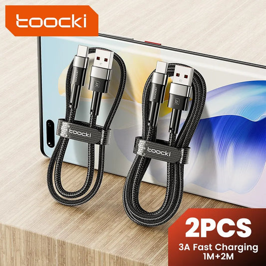 Toocki 2PCS 3A USB Type C Cable For Realme Xiaomi Samsung Fast