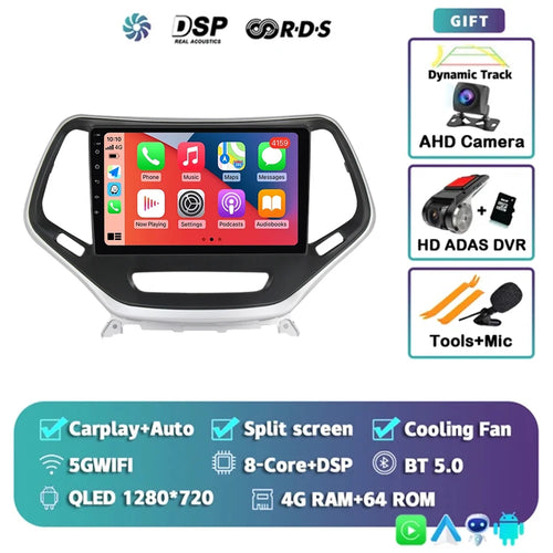 Android 14 Carplay Auto WIFI+4G Car Radio For Jeep Cherokee 5