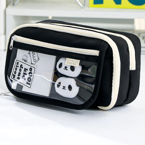 Cute Pencil Case Panda Large Capacity Pencil Pouch Transparent