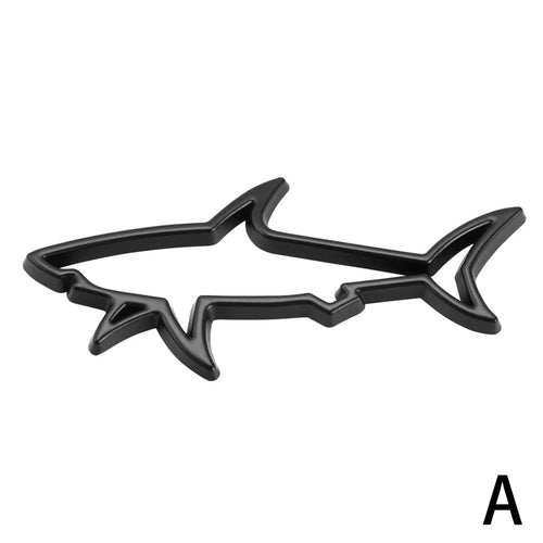 3D Metal Car Styling Sticker Hollow Fish Shark Emblem Badge Decals